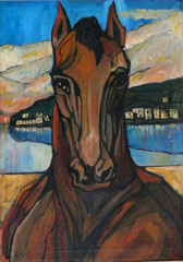 Testa di cavallo, 1981.  Olio su tela,  cm. 50 x 70