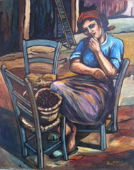 Donna del salento, 2004. Olio su tela, cm. 70 x 50.