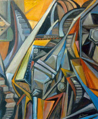 L'officina, 2009.   Olio su tela,  cm.  60 x 70
