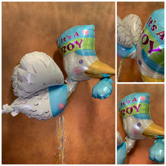 Folienballon "Storch" ( 58cm x 81cm) inklusive Helium, Bänder und Gewicht. Preis: 29,00€