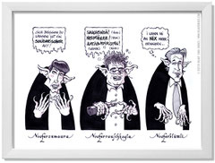 "Blutsauger 2.0 - Österreich Edischn" (Bild 2) - Beitrag zur Gruppenausstellung der Lohnzeichnergilde OÖ zum Thema "Nosferatu" im Rahmen des NextComic-Festival 2022