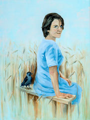 Vrouw met kauw / 2020 / olieverf op canvas / 2.500,00 euro