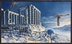 Daybreak at Poseidon - oil with sand on canvas - 100 x 60 cm 