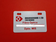 Tarjeta en plástico para exteriores pintada dos colores.