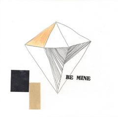 >>Be Mine<<, Pencil, Stamps and coloured Paper on Paper, 20 x 20 cm, 2014