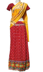 Choli petites manches dentelle + Jupe Raj Tradi + Chunni brodée