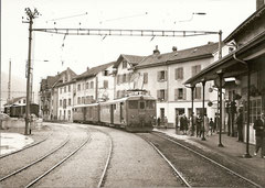 Station Couvet mit ABFe 2/4 101-102 am 24. 9. 1961
