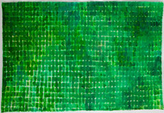 Opgebouwde kleur  groen1  ingelijst 50x65 cm  aquarelverf op katoen