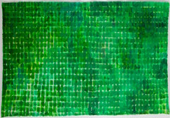 Opgebouwde kleur  groen1  ingelijst 50x65 cm  aquarelverf op katoen