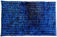 Opgebouwde kleur blauw 1  ingelijst 50x65 cm  aquarelverf op katoen