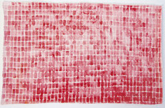 Opgebouwde kleur  rose   ingelijst 50x65 cm  aquarelverf op katoen