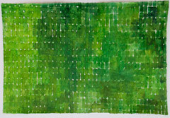 Opgebouwde kleur  groen2 1  ingelijst 50x65 cm  aquarelverf op katoen