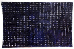 Kierend licht blauw ingelijst 50x65 cm  aquarelverf op katoen