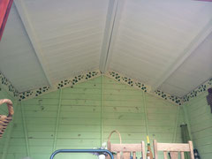 Summer House interior roof repainted in gloss white