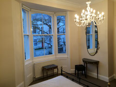 Newly decorated bedroom of beautiful period property in central Brighton