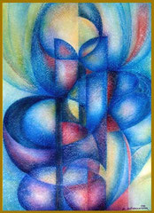 Nr.99/13 Zyklus  Airbrush auf  Fin Art  Karton Papier 58x78 cm inkl. Glas, Gold Holzrahmen , Rückwand  € 750.-