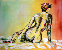 Sitzender Akt, Acryl, 80x100