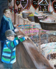 Weihnachtsmarkt Zehlendorf, Acryl, 50x60, 2013