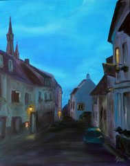 Kiedrich am Abend, Acryl, 80x100, 2011