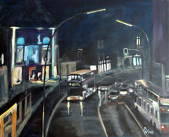 Zehlendorf bei Nacht, Acryl, 100x80