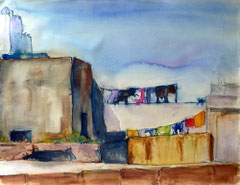 Marokko 1, Aquarell, Tinte auf Bütten, 50x65, 2011