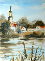Kirche in Teltow 1, Aquarell, 24x30, 2013