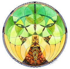 Mandala Arbre de Vie - (aquarelle & zentangle sur papier - 30x30cm - vendu) - © B. Dupuis