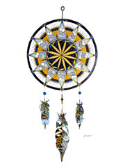 Mandala Dream catcher - zentangle techniques mixtes (24x36cm - vendu) - © B. Dupuis