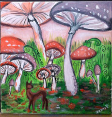 "Alice's Mushrooms" Acryl auf Leinwand
