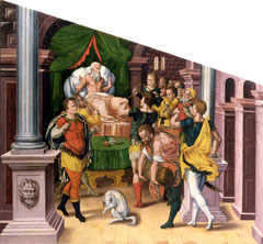 Humbert Mareschet (1548-1586) König Skiluros ermahnt seine Söhne 1584 Öl/Lw; HM Bern