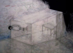 「It stands in the box」　2007　910×1240mm　紙に水彩、色鉛筆