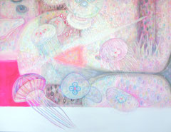 「ゼリーフィッシュ」　2012　1120×1455mm　紙に水彩、アクリル