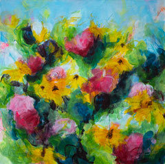 Sommerblüten 70x70 Acryl auf Leinwand