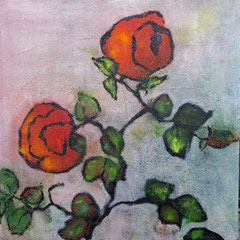 Spätsommerrosen 30x30 Acryl auf Malkarton