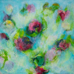 Rosenrot 60x60 Acryl auf Leinwand