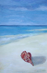 Seashell on the beach, Acrylic on paper, 42 x 27