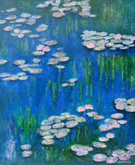 Water lilies, blue, Acrylic on canvas, 55 x 46, sold