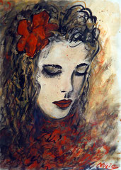 Camille, Watercolor on paper, 42x30 - Sold