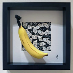 BananenRasierer im Objektrahmen, 25 x 25 cm