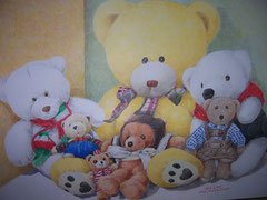 Bären, Buntstift auf Papier auf Papier 100 x 70                                                                                          곰인형들, 종이에 색연필 100x70