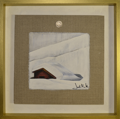 0449020   "Alm": Acryl auf Leinen im Schattenfugenrahmen 45 x 45 cm Verkauft