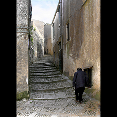 GOING HOME (Gentleman in the hilltop town of Erice, Sicily headed towards home)