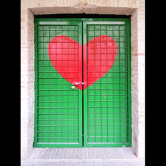 HEART OF MONTEFALCO (Painted door in a convent in Montefalco, Italy)