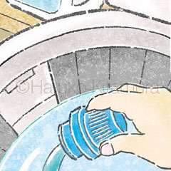 Client work イオンカード会員誌『Mom』3月号「冬物は家できれいに洗える！正しい洗濯術。」カットイラスト