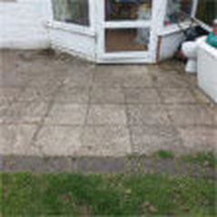 Before jet washing patio