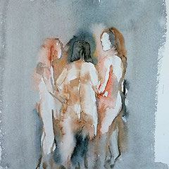 Three women 2020 watercolor on paper 32x24