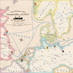 Voyages of the steamship Alpha in 1883 for: Buddenbrookhaus, Lübeck