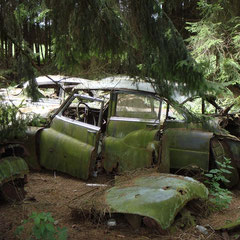 Abgestellt wurden die Wagen auf einer Wiese. Den Wald gab's damals noch nicht!