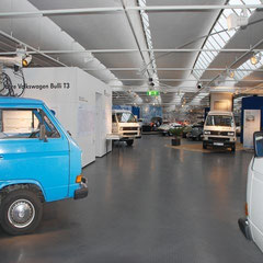 Blick auf die T3-Sonderausstellungsfläche im Herzen des VW-Museums.