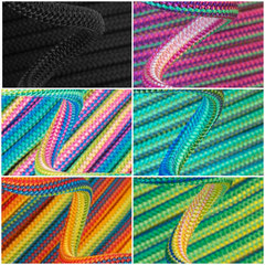 Knitted Cord: schwarz - Rainbow - Cameleon / pink Paradise - Jade - Yellow Green